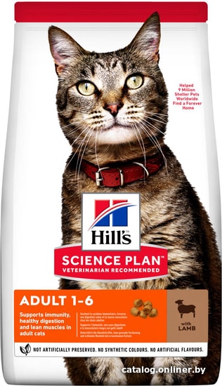 

Сухой корм для кошек Hill's Science Plan Adult 1-6 Lamb для взрослых кошек для поддержания жизненной энергии и иммунитета, с ягненком 3 кг