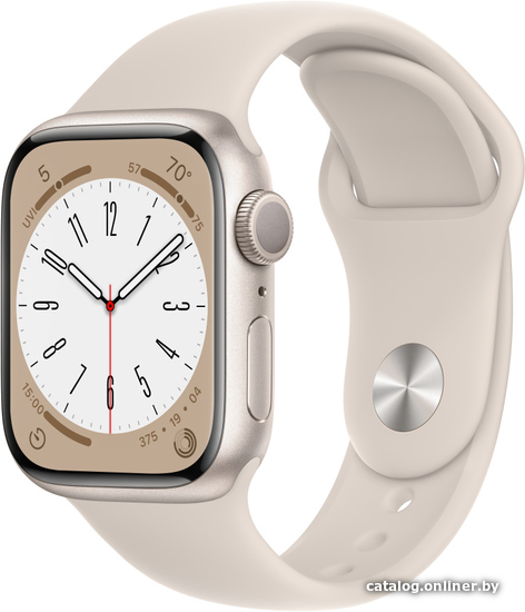

Умные часы Apple Watch Series 8 41 мм (алюминиевый корпус, звездный свет/звездный свет, спортивный силиконовый ремешок)