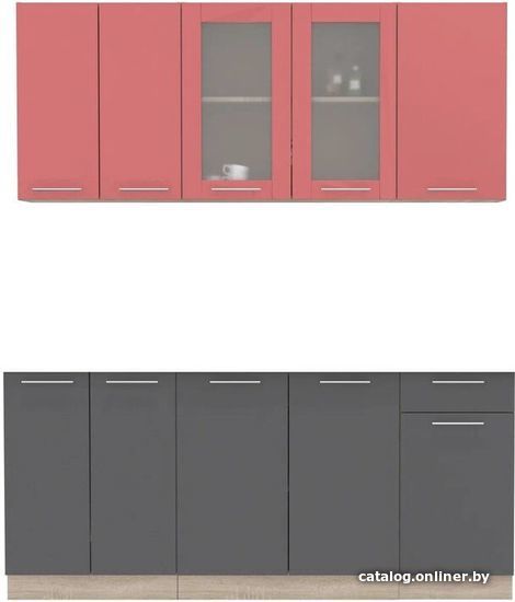 

Готовая кухня Интерлиния Мила 18-60 без столешницы (красный/антрацит)