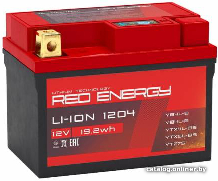 

Мотоциклетный аккумулятор Red Energy Li-Ion 1204 (YB4L-B, YB4L-A, YTX4L-BS, YTX5L-BS, YTX 7L-BS)