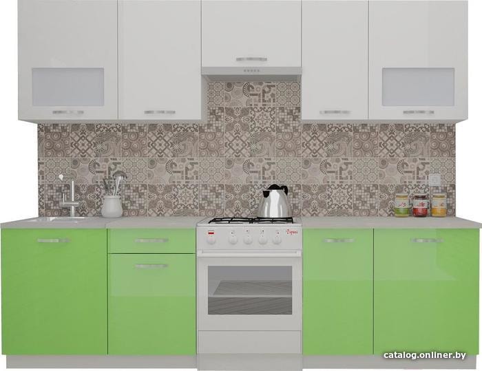 

Готовая кухня ВерсоМебель ЭкоЛайт-6 3.0 (белый/яблоко)