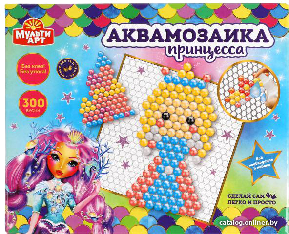 

Набор для создания поделок/игрушек MultiArt Аквамозаика Принцесса ABMA300-15