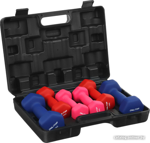 

Набор гантелей Onlitop 3853229 10 кг в кейсе (2x1 кг + 2x1.5 кг + 2x2.5 кг)