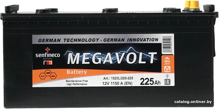 

Автомобильный аккумулятор Senfineco Megavolt 12V +L (225 А·ч)