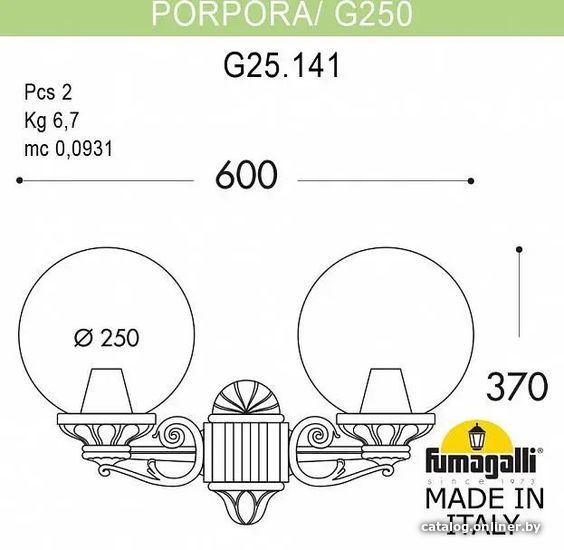 

Уличный настенный светильник Fumagalli Porpora/G250 FU_G25.141.000.WZF1R