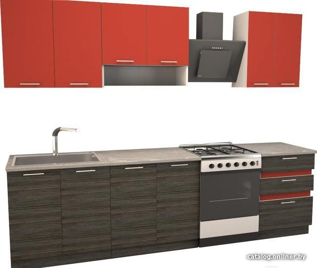 

Готовая кухня Иволанд Трейд Ярко-красная 220-220-60 (красный/темное дерево)