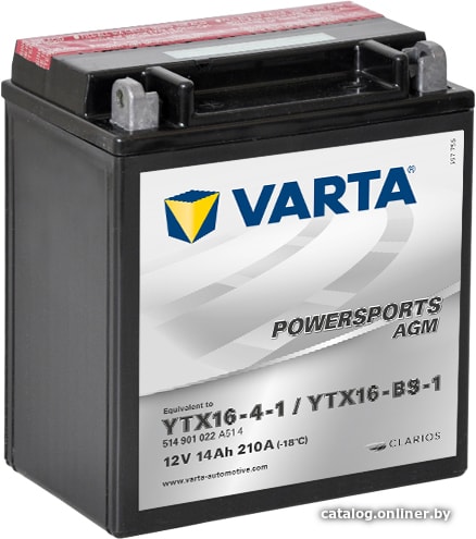 

Мотоциклетный аккумулятор Varta Powersport AGM YTX16-BS-1 514 901 022 (14 А·ч)