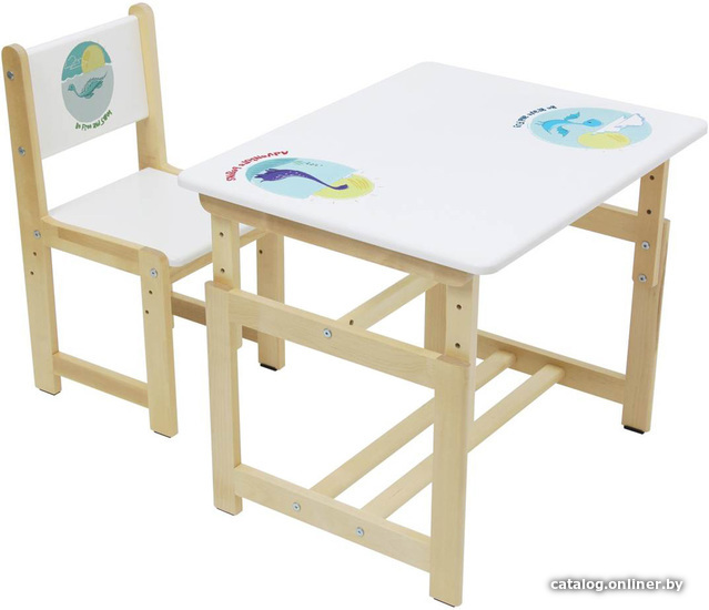 

Детский стол Polini Kids Eco 400 SM (Дино 1, белый/натуральный)
