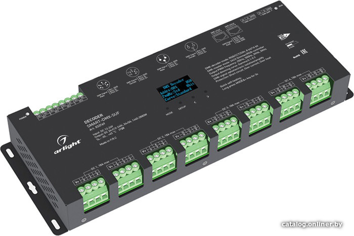 

Декодер Arlight SMART-DMX-SUF (12-24V, 24x5A, XLR3, RJ45) 033769