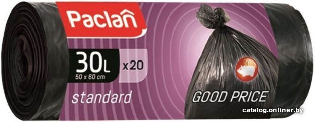 

Пакеты для мусора Paclan Standart 30 л (20 шт, черный)