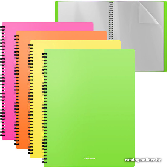

Набор папок Erich Krause Matt Neon с 40 прозрач. карман. 49954 (4 шт)