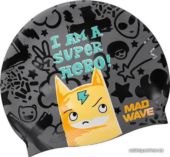 

Шапочка для плавания Mad Wave Super Hero (черный)