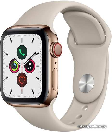 

Умные часы Apple Watch Series 5 LTE 40 мм (сталь золотистый/песочный спортивный)