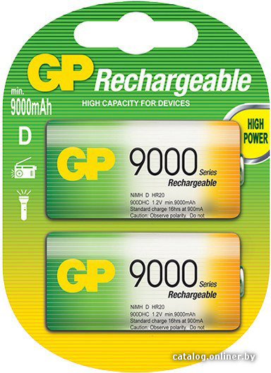 

Аккумулятор GP D 9000mAh 2 шт. (900DHC)