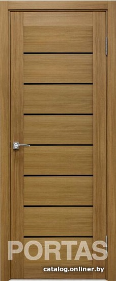 

Межкомнатная дверь Portas S21 90x200 (орех карамель, стекло lacobel черный лак)