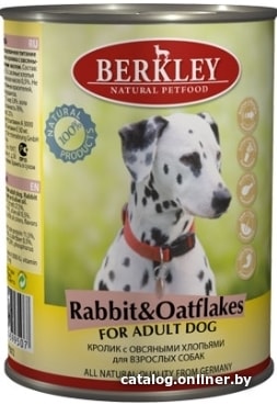 

Консервированный корм для собак Berkley кролик с овсянкой 400 г