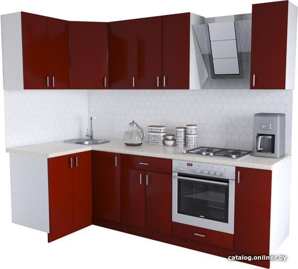 

Готовая кухня Хоум Лайн Кристалл Люкс 1200х2500 угловой (бургунский глянец/бургунский)