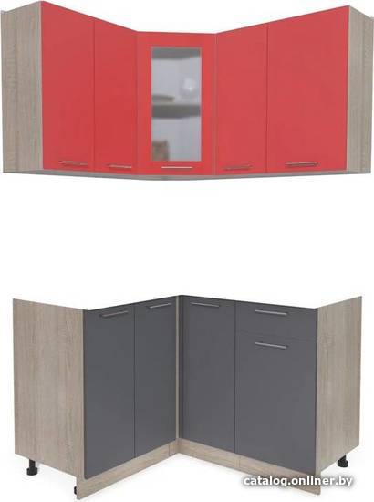 

Готовая кухня Интерлиния Мила 12x13 без столешницы (красный/антрацит)