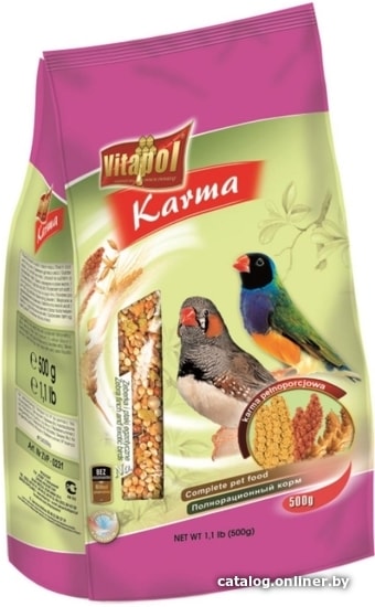 

Корм для птиц Vitapol Karma для зебровых зябликов и экзотических птиц 500 гр