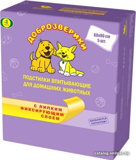 

Одноразовая пеленка Доброзверики Classic впитывающие с липким слоем 90x60 (5 шт)