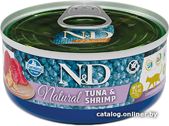 

Консервированный корм для кошек Farmina N&D Natural Tuna & Shrimp (с тунцом и креветками) 70 г