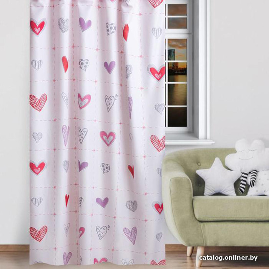 

Комплект штор Этель Heart 1.45x2.6 м (розовый, 2 шт)