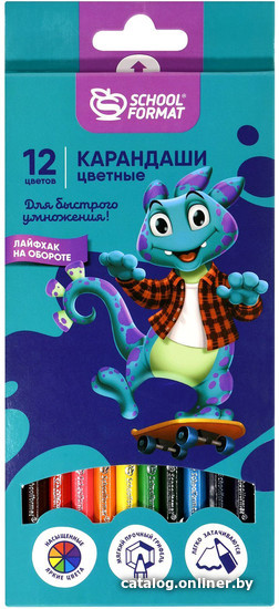 

Набор цветных карандашей Schoolformat Smart Dino КЦ12-СМД1 (12цв)