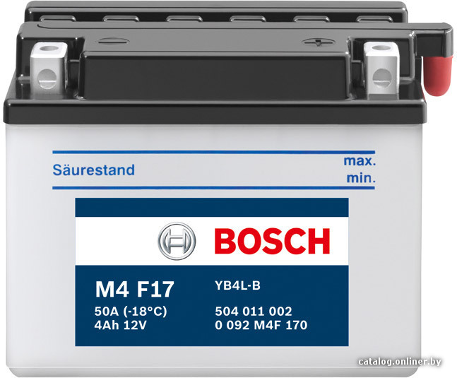 

Мотоциклетный аккумулятор Bosch M4 YB4L-B 504 011 002 (4 А·ч)