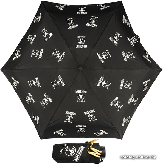 

Складной зонт Moschino 8560-SuperminiA Logo Allover Black