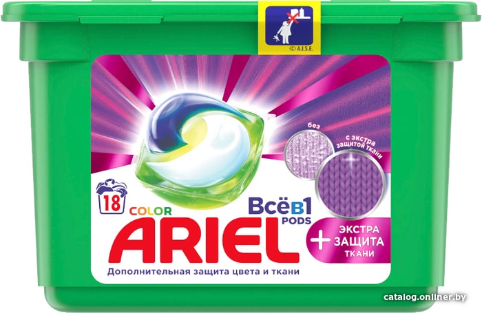 

Капсулы для стирки Ariel Все в 1 Pods Color Экстра защита (18 шт)