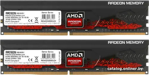 

Оперативная память AMD Radeon R9 Gamer Series 2x16ГБ DDR4 3000 МГц R9S432G3000U2K