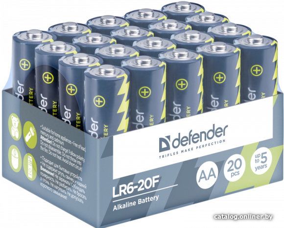 

Батарейка Defender AA 1.5V LR6-20F 56014 20 шт