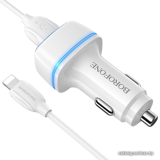 

Автомобильное зарядное Borofone BZ14 Max Lightning (белый)
