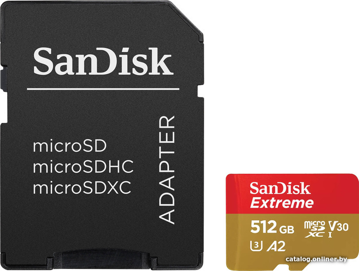 

Карта памяти SanDisk Extreme microSDXC SDSQXAV-512G-AN6MA 512GB (с адаптером)