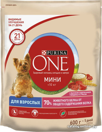 

Сухой корм для собак Purina ONE Мини для мелких пород с говядиной и рисом 600 г