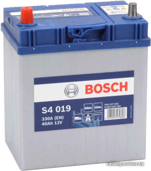 

Автомобильный аккумулятор Bosch S4 019 (540127033) 40 А/ч JIS