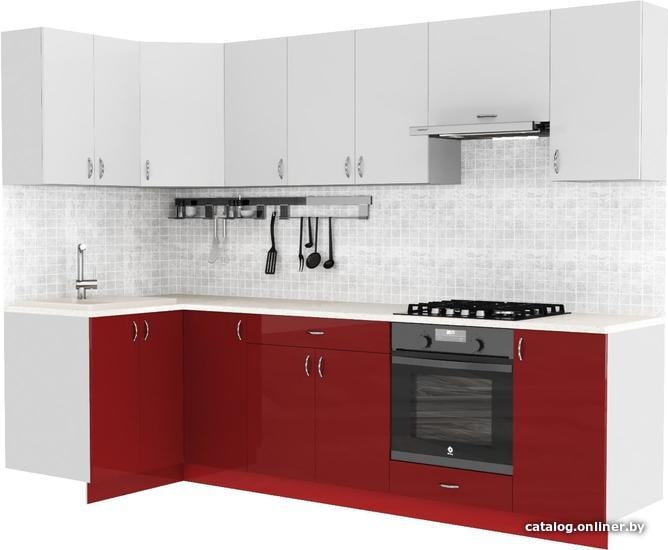 

Готовая кухня Сивирин-Компани Клео глосc 1.2х2.8 (бургундский глянец\белый глянец)