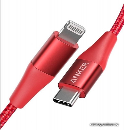 

Кабель Anker Powerline+ II USB-C/Lighting (0.9 м, красный)