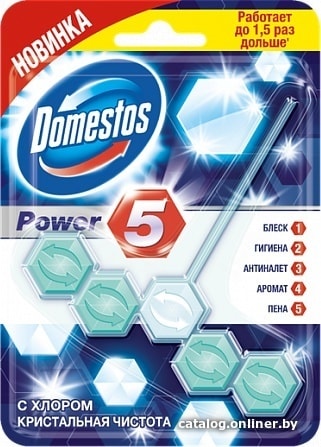 

Средство для унитаза Domestos Power 5 Кристальная чистота 0.055 кг