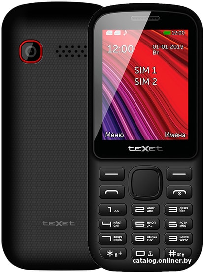 

Кнопочный телефон TeXet TM-208 (черный/красный)