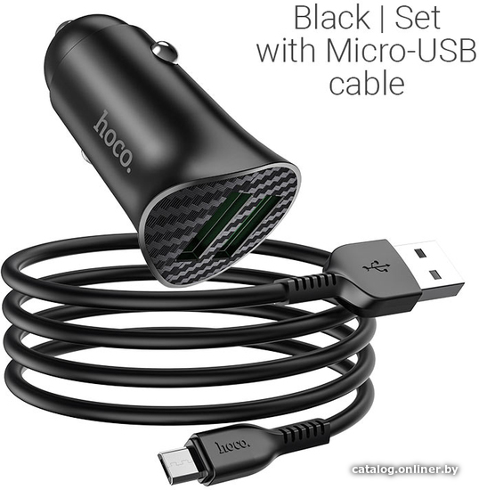 

Автомобильное зарядное Hoco Z39 Farsighted MicroUSB (черный)