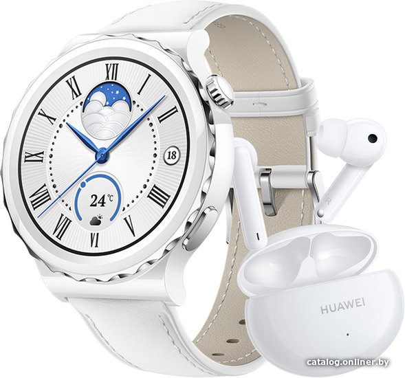 

Умные часы Huawei Watch GT 3 Pro Ceramic 43 мм + Huawei FreeBuds 4i (белый/кожа)