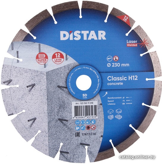 

Отрезной диск алмазный Distar 1A1RSS/C3-W 232x2.4/1.6x12x22.23-16 Classic H12 12315011018