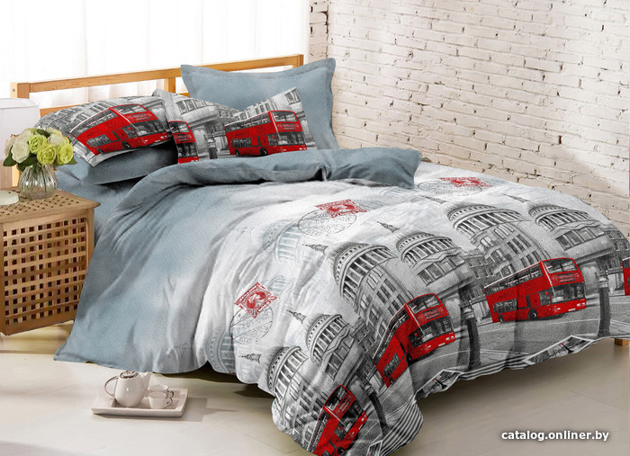 

Постельное белье Amore Mio Leeds 2сп 26297 (серый/красный)