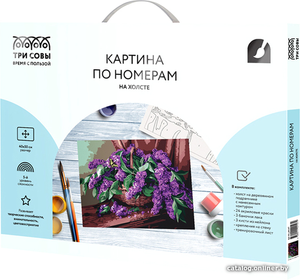 

Картина по номерам Три совы Сирень в корзине КХ_44147