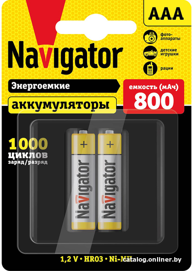 

Аккумулятор Navigator AAA 800mAh 2шт NHR-800-HR03-BP2