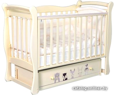 

Классическая детская кроватка Кедр ByTwinz Camellia Зверополис (слоновая кость)