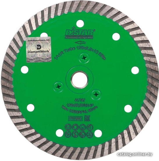 

Отрезной диск алмазный Distar 1A1R Turbo 125x2.2x10x22.23/M14F Elite 10179023011