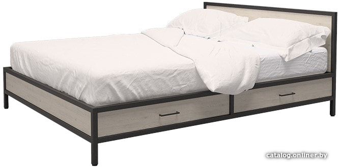 

Кровать Millwood Neo Loft KM-3 160x200 (дуб беленый/металл черный)