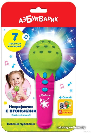 

Микрофон Азбукварик с огоньками Песенки-чудесенки 2554А (зеленый)
